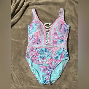 Lilly Pulitzer One piece swimsuit. Size 16. Wore one time. Perfect condition.